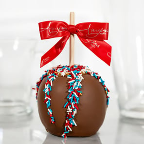 Patriotic Dunked Caramel Apple w/ Milk Belgian Chocolate