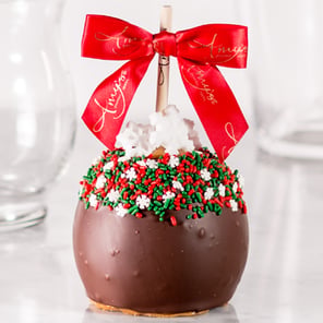 Holiday Red & Green Snowflake Apple w/ Dark Chocolate