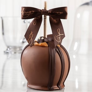 Dunked Caramel Apple w/ Milk Belgian Chocolate & Spider Drizzle