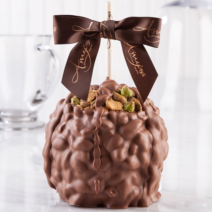 Pistachio Turtle Caramel Apple w/ Milk Belgian Chocolate