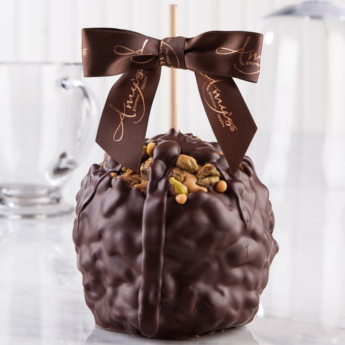 Pistachio Turtle Caramel Apple w/ Dark Belgian Chocolate