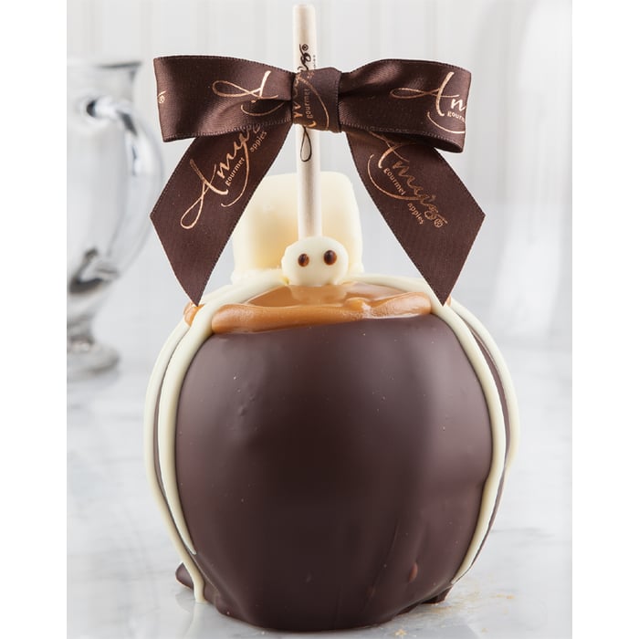 Dunked Spooky Spider Caramel Apple w/ Dark Belgian Chocolate
