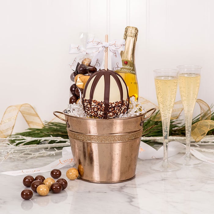 Bring On The Bubbles Gourmet Caramel Apple Gift Basket