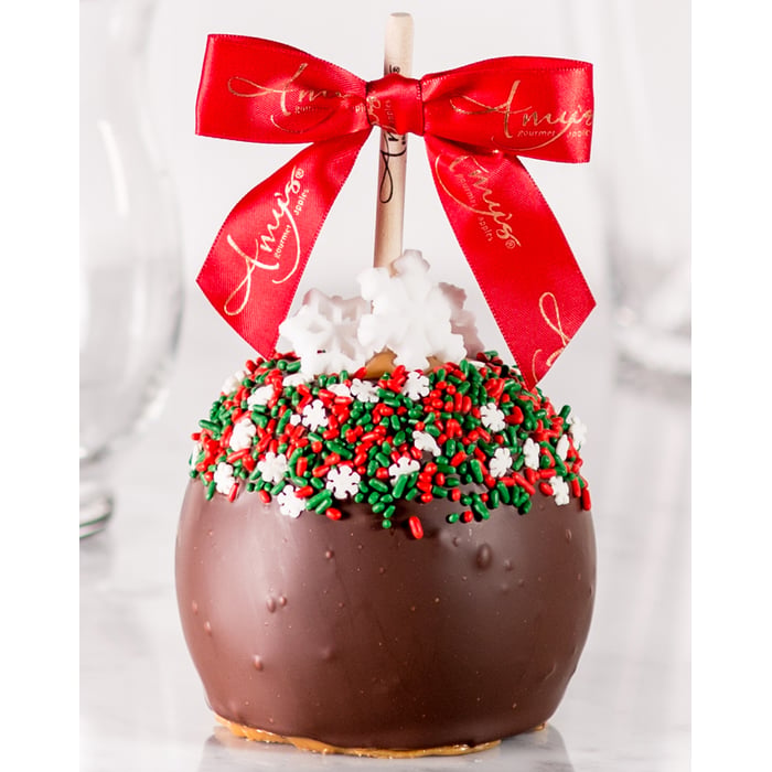 Holiday Red & Green Snowflake Apple w/ Dark Chocolate