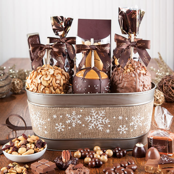 Large Silver Snowflake Basket