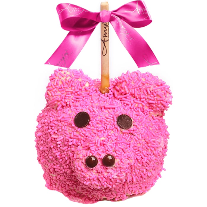 Pink Pig Caramel Apple w/ White Belgian Chocolate