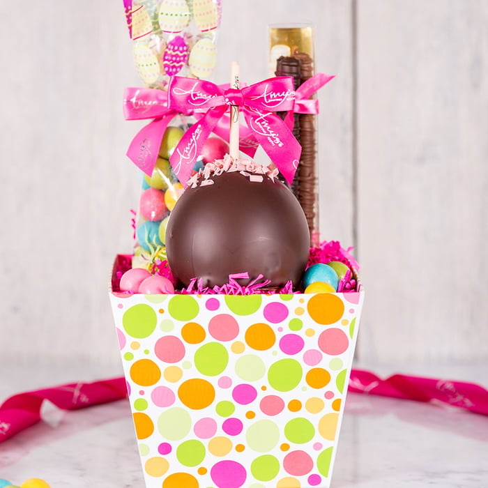 Spring Polka Dot Caramel Apple Gift Tray