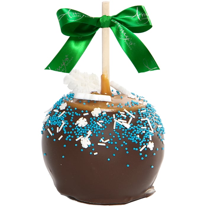 Holiday Blue & White Snowflake Apple w/ Dark Chocolate