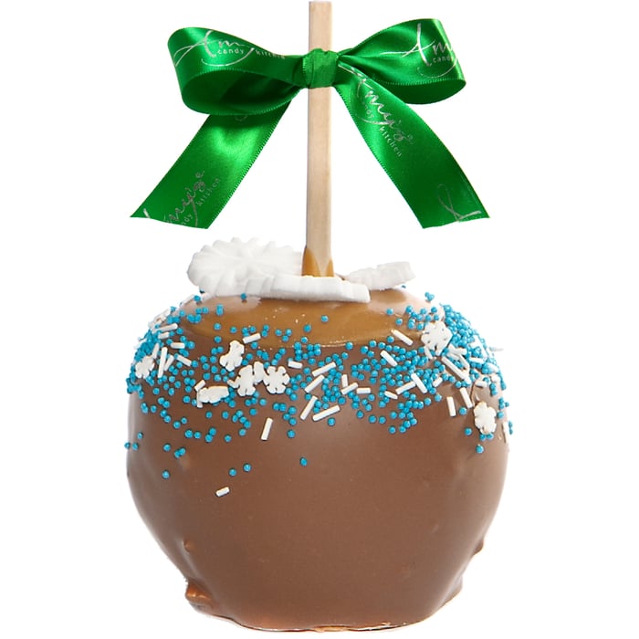 Holiday Blue & White Snowflake Apple w/ Milk Chocolate