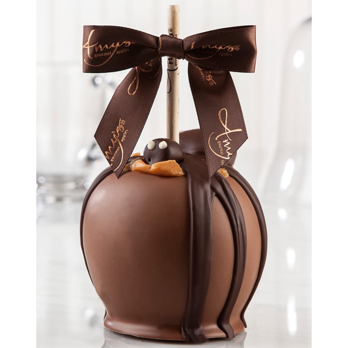 Dunked Caramel Apple w/ Milk Belgian Chocolate & Spider Drizzle