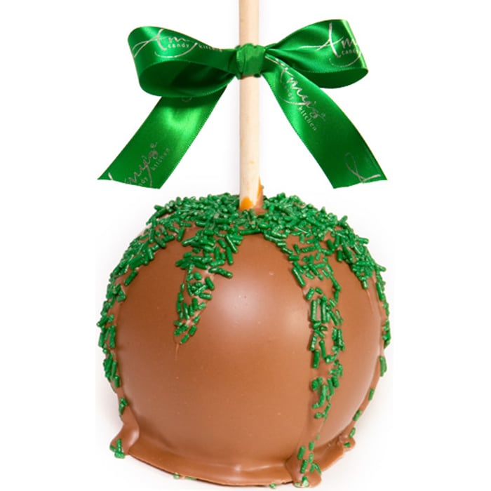Dunked Caramel Apple w/ Milk Belgian Chocolate & Green Sprinkles