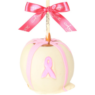 Pink Breast Cancer Caramel Apple w/ White Belgian Chocolate