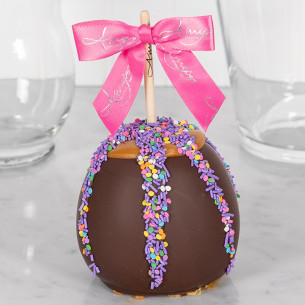Dunked Caramel Apple with Dark Belgian Chocolate and Spring Sprinkles